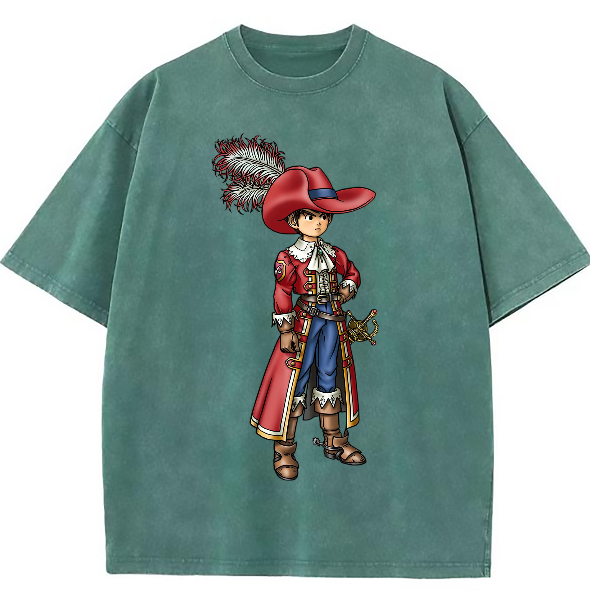（画像用） ドラゴンクエスト Doragon Kuesuto Dragon Quest 綿100% ヴィンテージ風 半袖Tシャツ（フロントプリント）